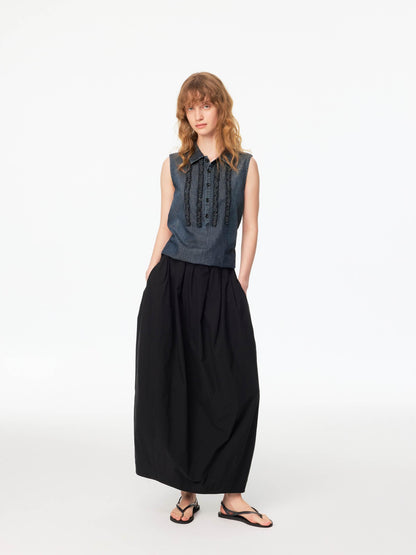 Northbutsouth Classic Casual Mid Low Waist Back Slit Balloon Women&