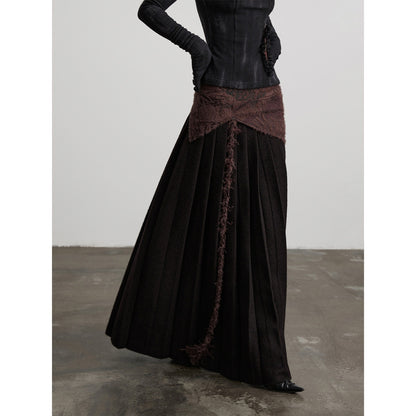 INDULGE_Shape_Retaining_Patchwork_Lined_Mid_Waist_Wool_Blend_Women_Burgundy_Maxi_Skirts_MISSTT