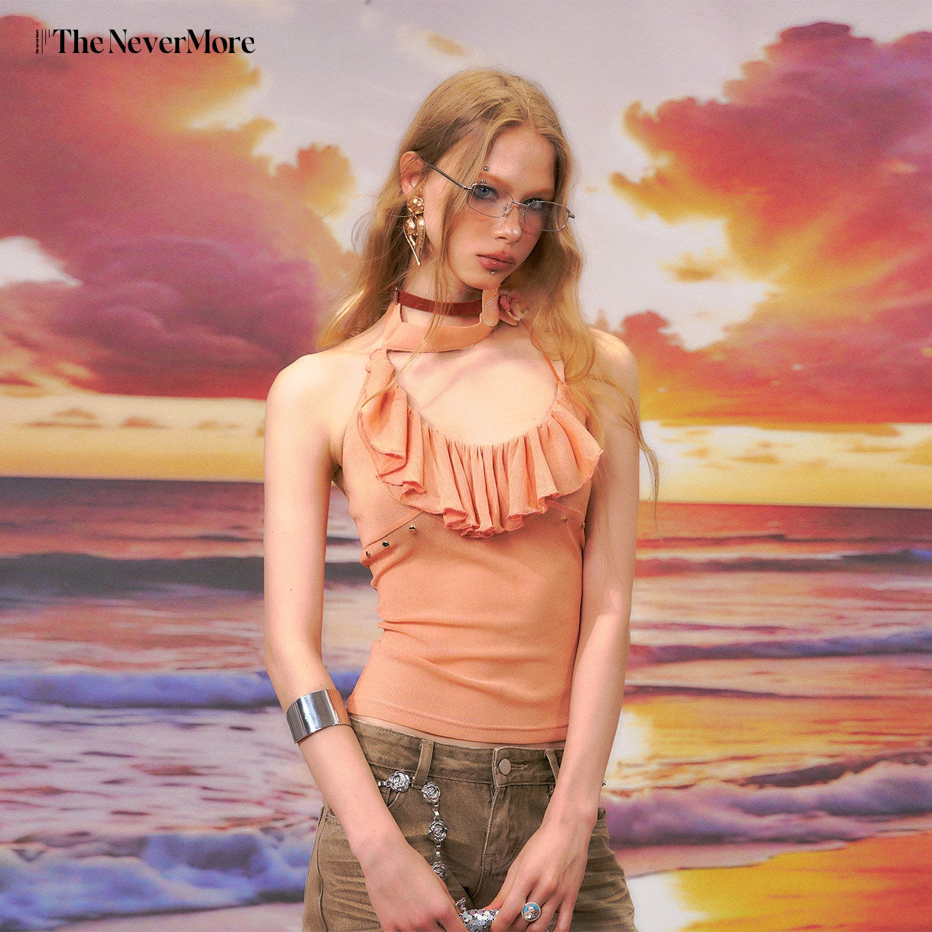 The_NeverMore_Original_Backless_Halter_Slim_Fit_Nylon_Orange_Solid_Women_Camisoles_MISSTT