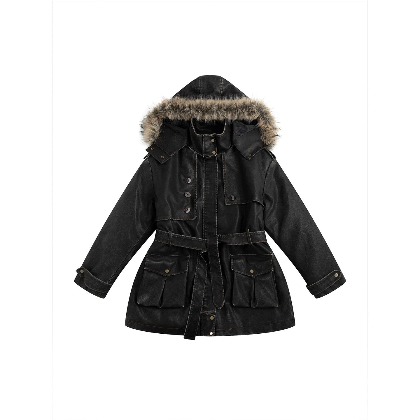Cest_Nous_Fur_Collar_Hooded_Utility_Distressed_Women&