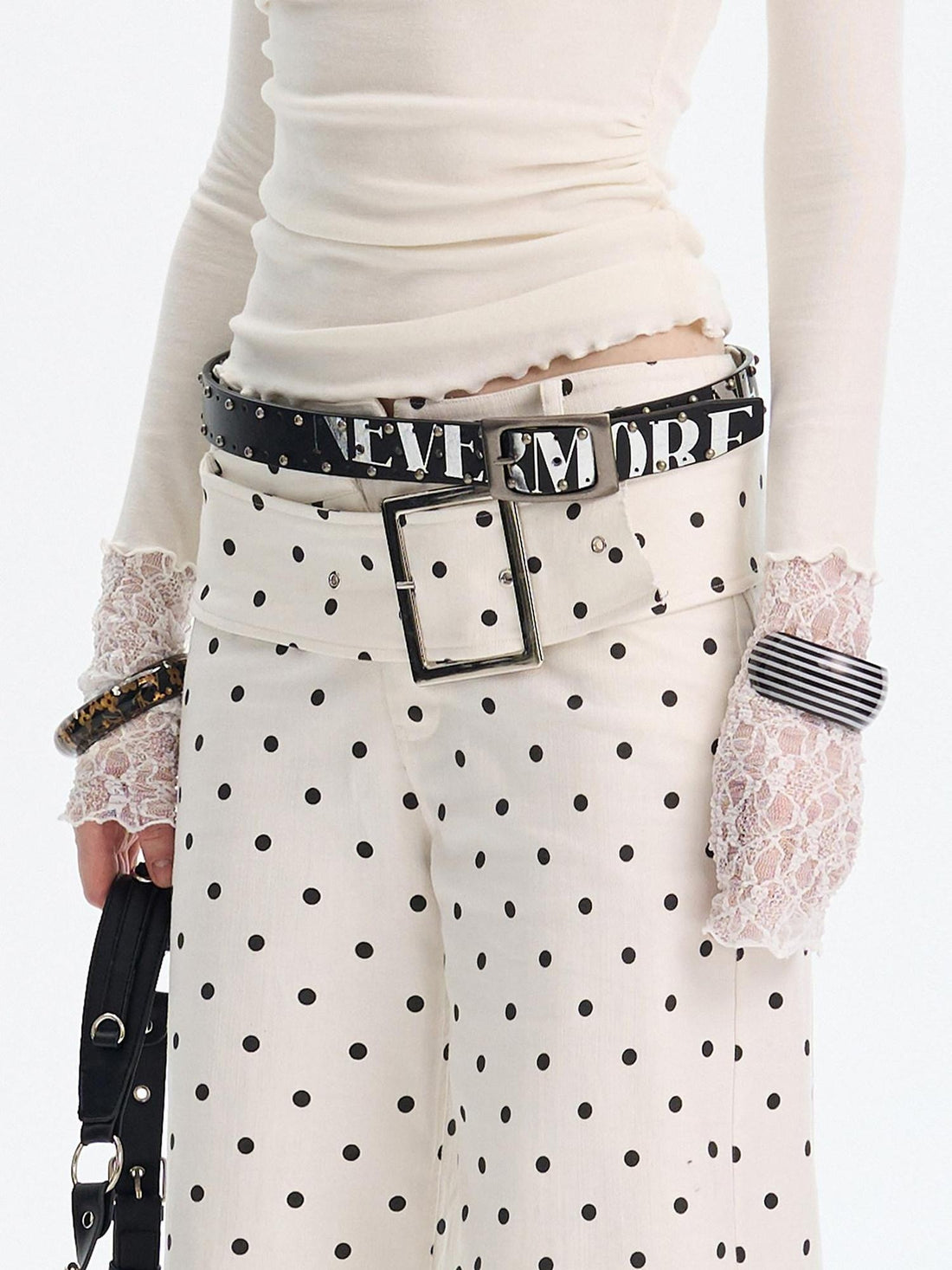The NeverMore Sleek Black Printed Pu Pin Buckle Slim Women Adjustable 107Cm Faux Leather Belts