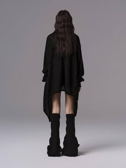Low pixel Cozy Wool Blend Gothic Oversized Open Front Knit Women Black Cardigans