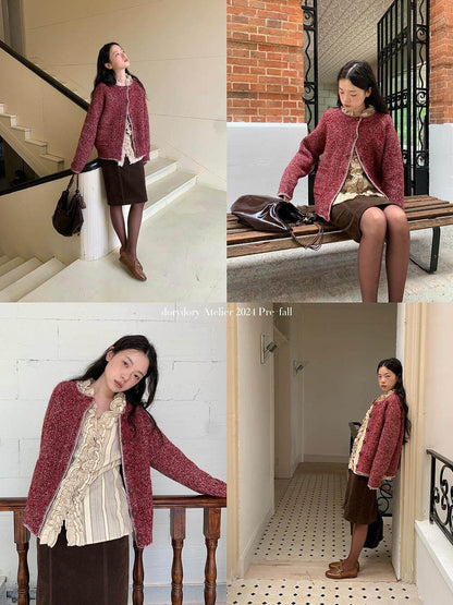Dorydory Raspberry Contrast Speckled Loose Fit Women&