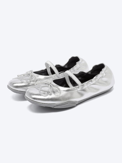 RUN TO THE FUTURE Cushioned Lambskin Casual Round Toe Microfiber Upper Rubber Sole Flats
