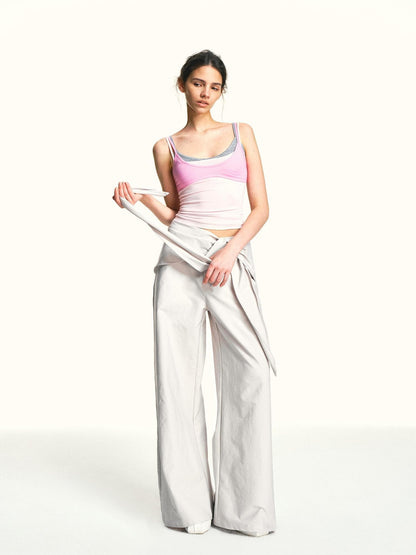 kvkv Oatmeal Gray Relaxed Detachable Waist Tie Women&