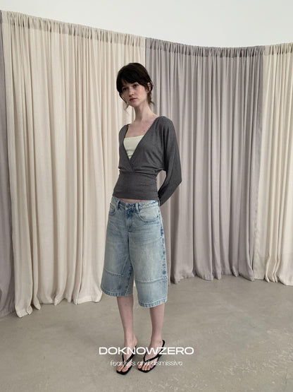 DKZ OFFICIAL Gray Colorblock Batwing Sleeve Women&