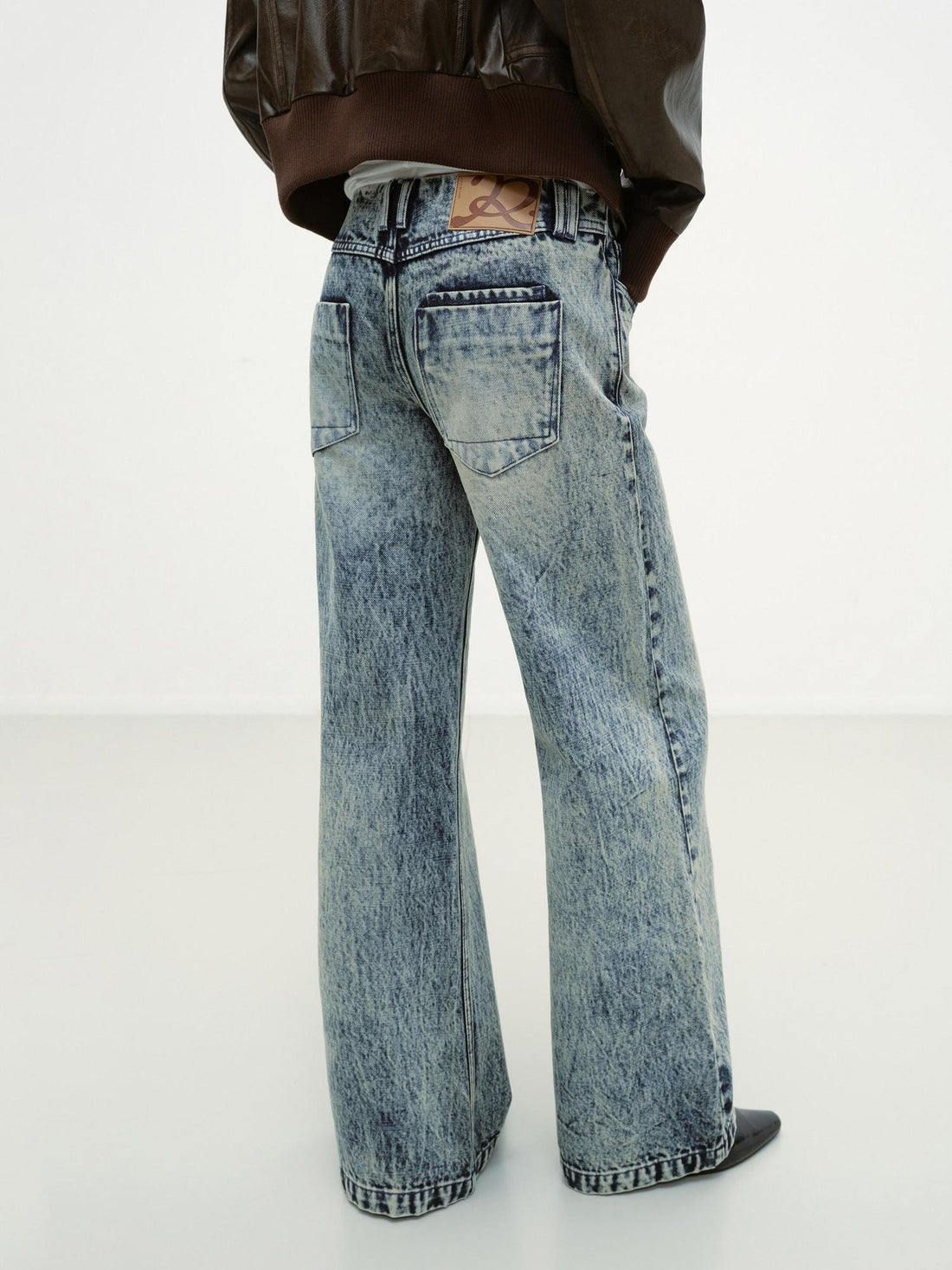 RUN TO THE FUTURE Vintage Washed Distressed Low Rise Durable Snow Blue Denim Women Straight Jeans