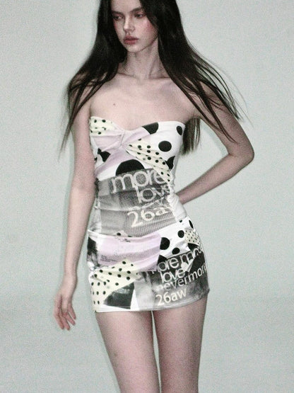 The NeverMore Cute Floral Print Sweet Slim Fit Regular Length Off White Sizes S M L Tube Tops