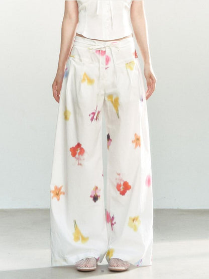 7Shiftin 100 Percent Cotton Drawstring Natural Waist Loose Fit Women Wide Leg Pants