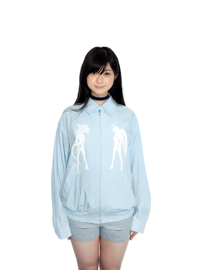 takeabreak Light Blue Silver Shiny Print Structured Women&