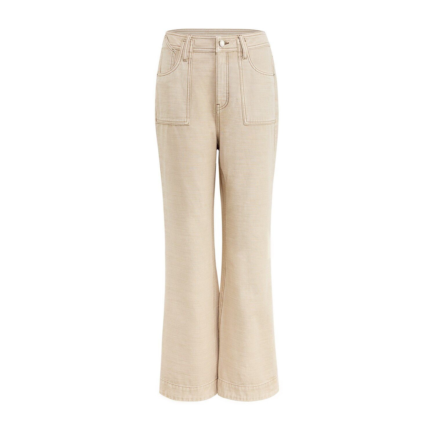 RUN TO THE FUTURE Durable Denim Original Loose Flare Low Rise Women Khaki Straight Jeans