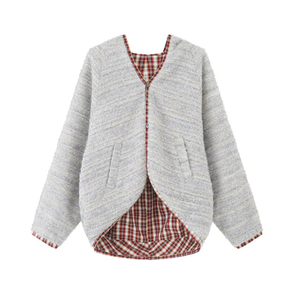 RUN_TO_THE_FUTURE_Original_Design_Loose_Fit_Contrast_Plaid_Pocket_Zip_Up_Women_Poly_Wool_Hoodies_MISSTT