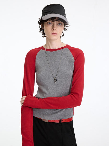RUN TO THE FUTURE Slim Fit Casual Raglan Sleeve Striped Crew Neck Women Long Sleeve T-Shirts