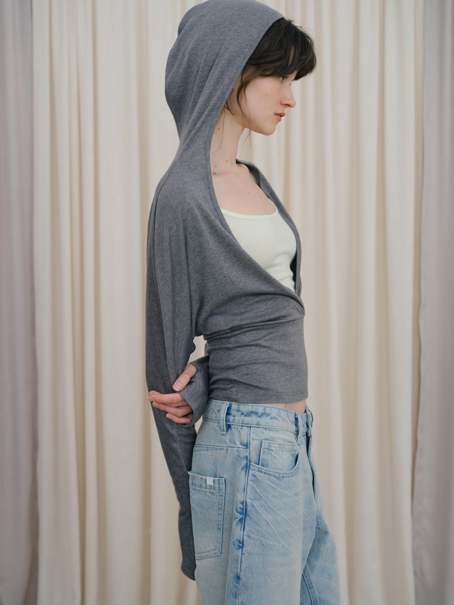 DKZ OFFICIAL Gray Colorblock Batwing Sleeve Women&