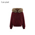 Low pixel Thick Warm 100 Percent Cotton Street Loose Fit Zip Up Women Red Oversized Hoodie