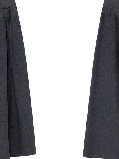RUN TO THE FUTURE Antibacterial Mid Stretch Zip Casual Mid Rise Heather Gray Wide-Leg Pants