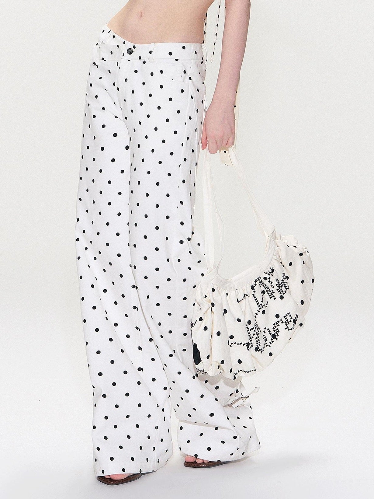 The NeverMore Alphabet And Number Print Cotton Pouch Double Strap Youth Casual White Tote Bags