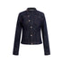 RUN TO THE FUTURE Vintage Asymmetric Fitted Waist Unisex Dark Indigo Cotton Button Denim Jackets