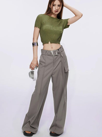 DKZ OFFICIAL Drapey Asymmetrical High Waist Pocket Women&