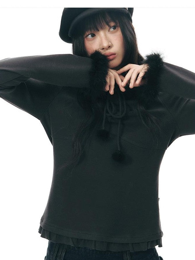 NAPSNAPS Deep Gray White Fuzzy Splice Women&