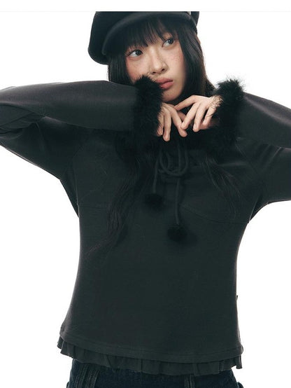 NAPSNAPS Deep Gray White Fuzzy Splice Women&