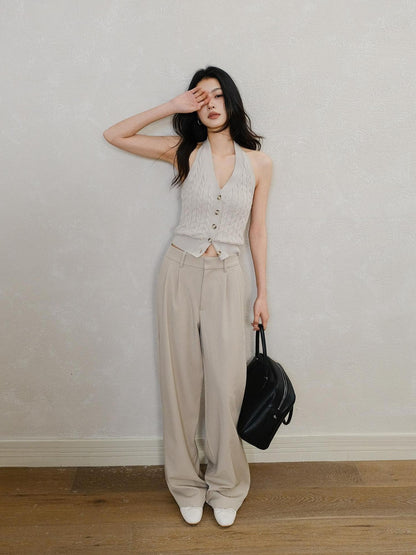 FU FRESH UP Cable Knit V-neck Backless Slimming Women&