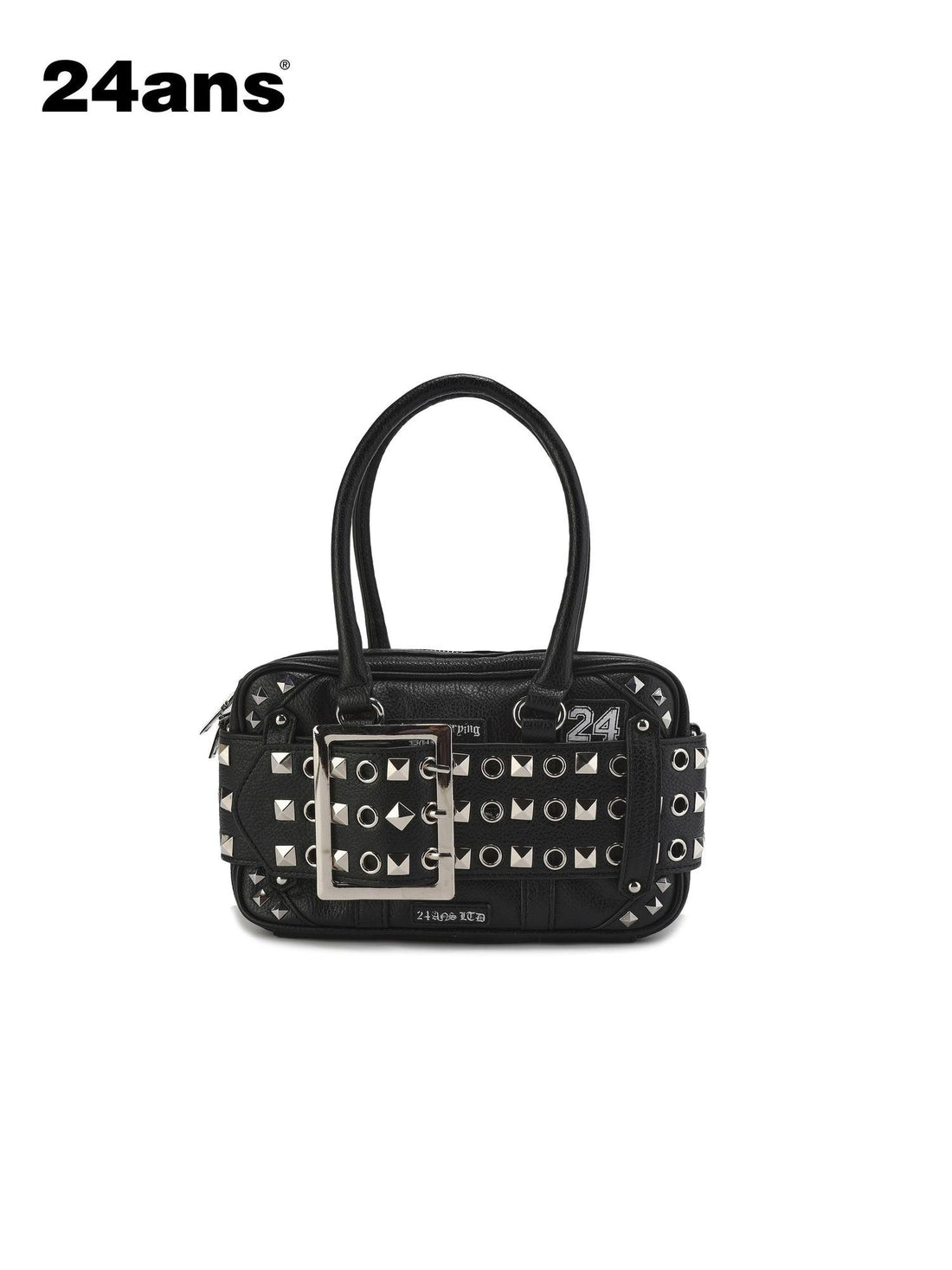 24ans Premium Woven Leather Square Top Handle Unisex Everyday Snap Closure Handbags
