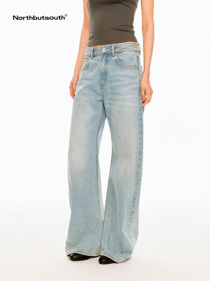Northbutsouth Light Wash Curved Leg Relaxed Mid Rise Women&
