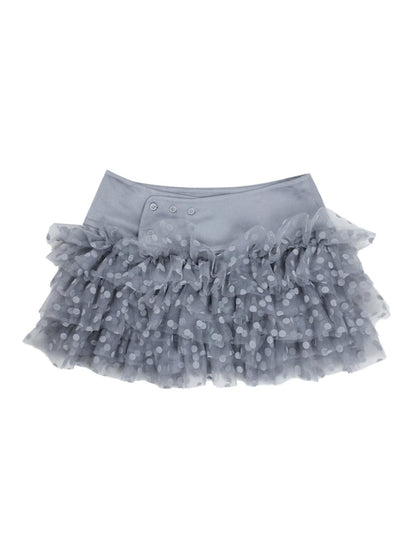 nit alcove Core Spun Casual Pleated Puff Skirt Mid Waist Girls Mint Gray Mini Skirts