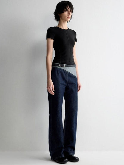 RUN TO THE FUTURE Durable Washed Denim Low Rise Loose Fit Casual Zip Fly Wide-Leg Jeans