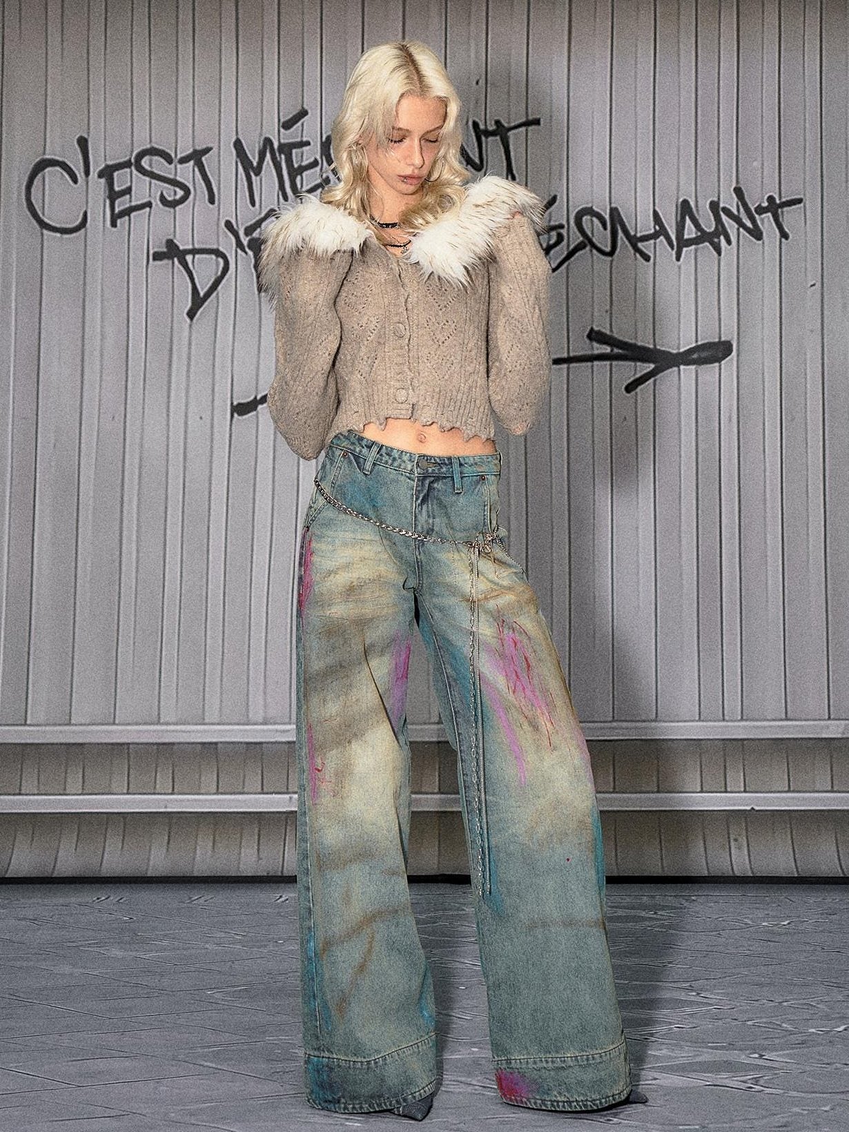 The NeverMore Washed Blue Button Fly Mid Rise Slight Stretch Sexy Straight Leg Jeans