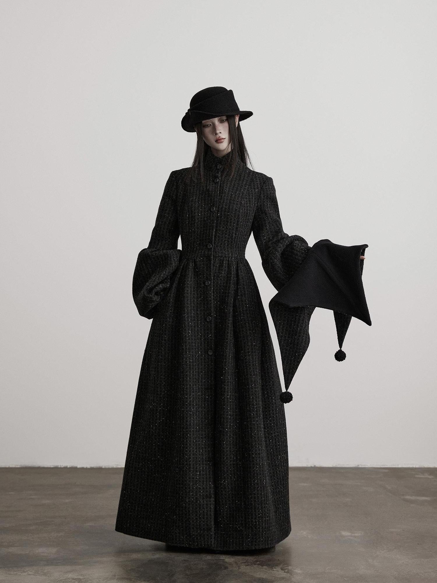 INDULGE Slim Casual Tailored Viscose Wool Blend Plaid High Waist Women Daily Long Coats