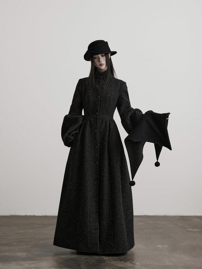 INDULGE Slim Casual Tailored Viscose Wool Blend Plaid High Waist Women Daily Long Coats