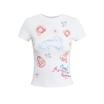 RUN TO THE FUTURE Soft Cotton Stretch Casual Slim Fit Animal Print Women Crop Tops