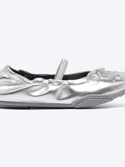 RUN TO THE FUTURE Cushioned Lambskin Casual Round Toe Microfiber Upper Rubber Sole Flats