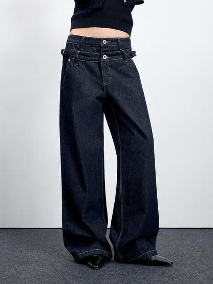 RUN TO THE FUTURE Washed Casual Loose Fit Natural Waist Womens Denim No Stretch Straight Jeans