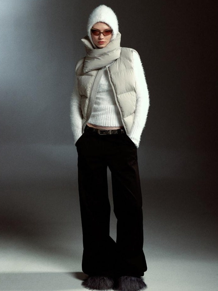 RUN TO THE FUTURE 90 Percent White Down Sleeveless Cropped Straight Korean Women Down Jackets