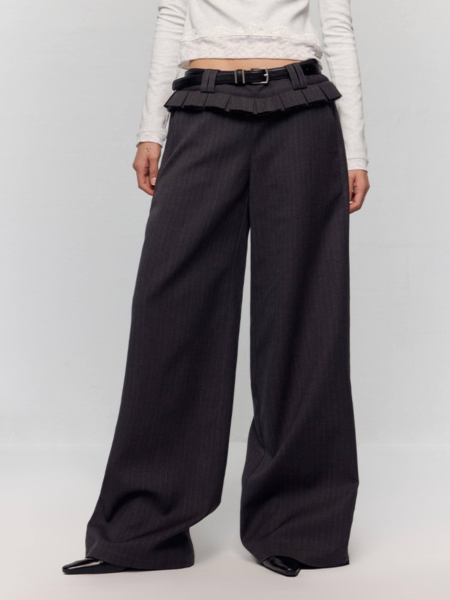 RUN TO THE FUTURE Original Low Waist Zip Fly Pocket Gray Womens Viscose Stretch Straight Pants