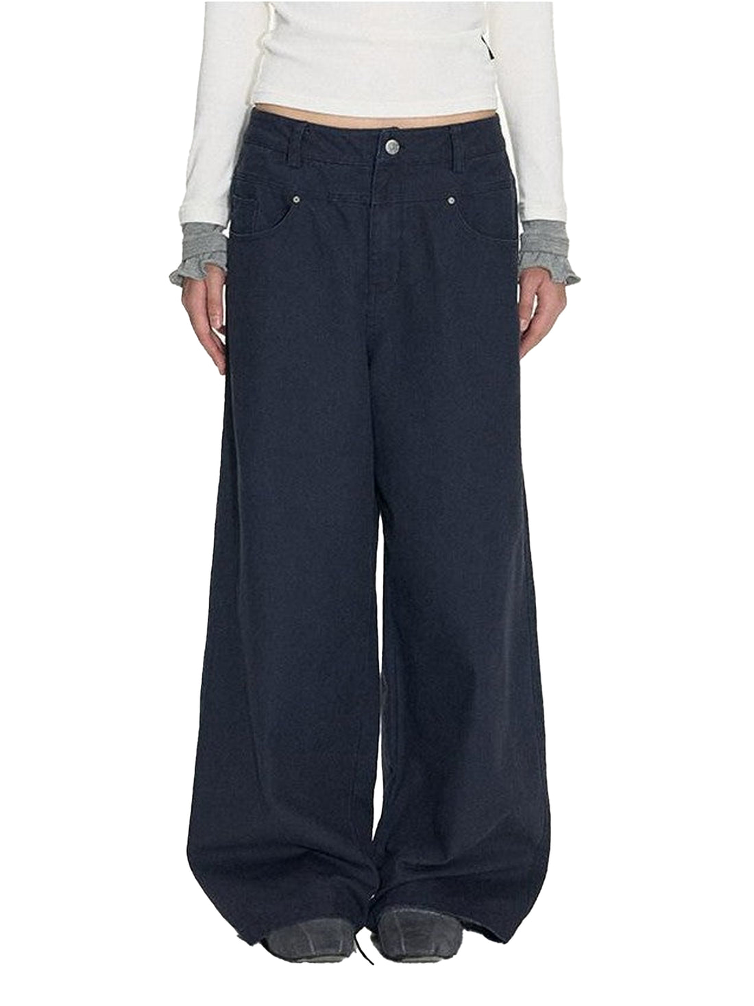 NAPSNAPS Distressed Graphite Wash Double Waist Women&