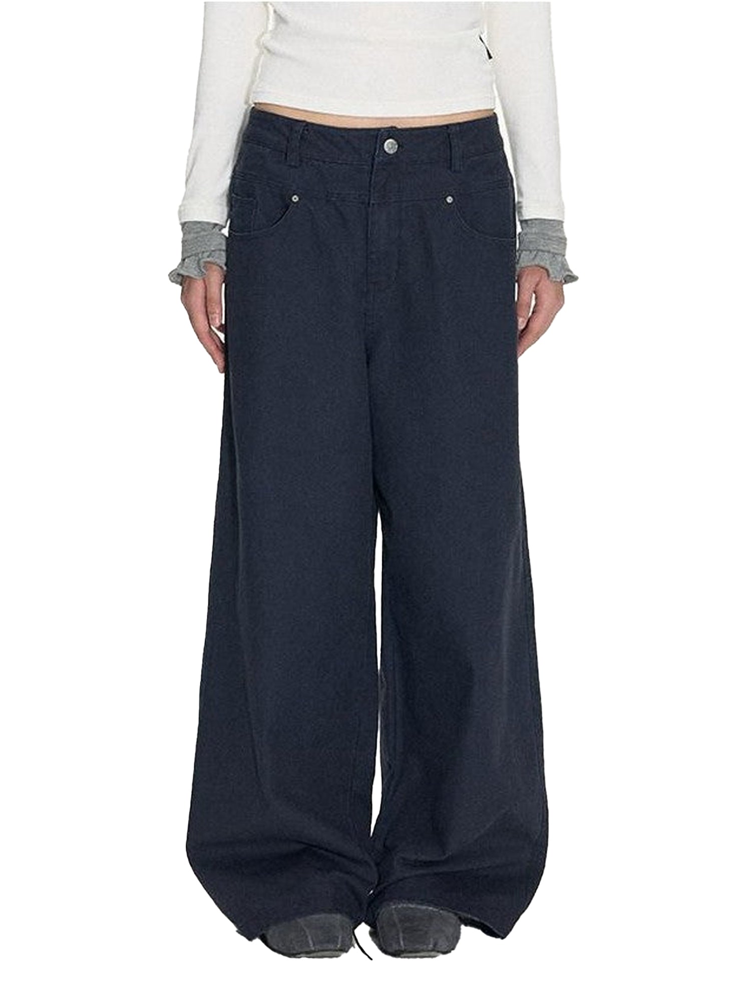 NAPSNAPS Distressed Graphite Wash Double Waist Women&