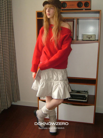 DKZ OFFICIAL Relaxed Button One Shoulder Women&