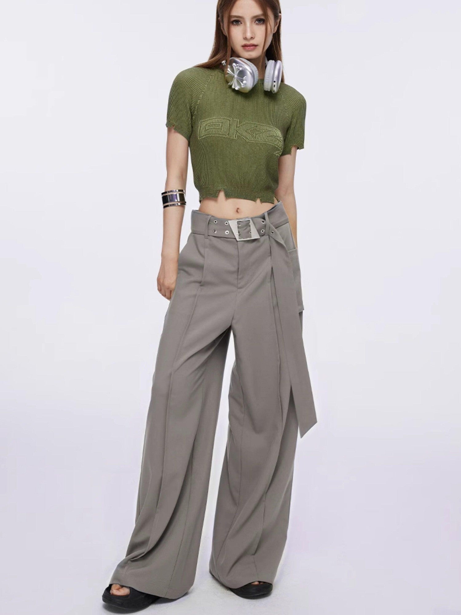 DKZ OFFICIAL Drapey Asymmetrical High Waist Pocket Women&