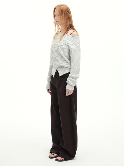 RUN TO THE FUTURE Casual Mid Low Waist Zip Fly Polyester Women Deep Brown Wide-Leg Pants