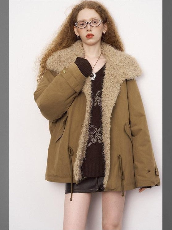 DIDDI MODA Fuzzy Pocket Open Cardigan Knitted Two Piece Women&