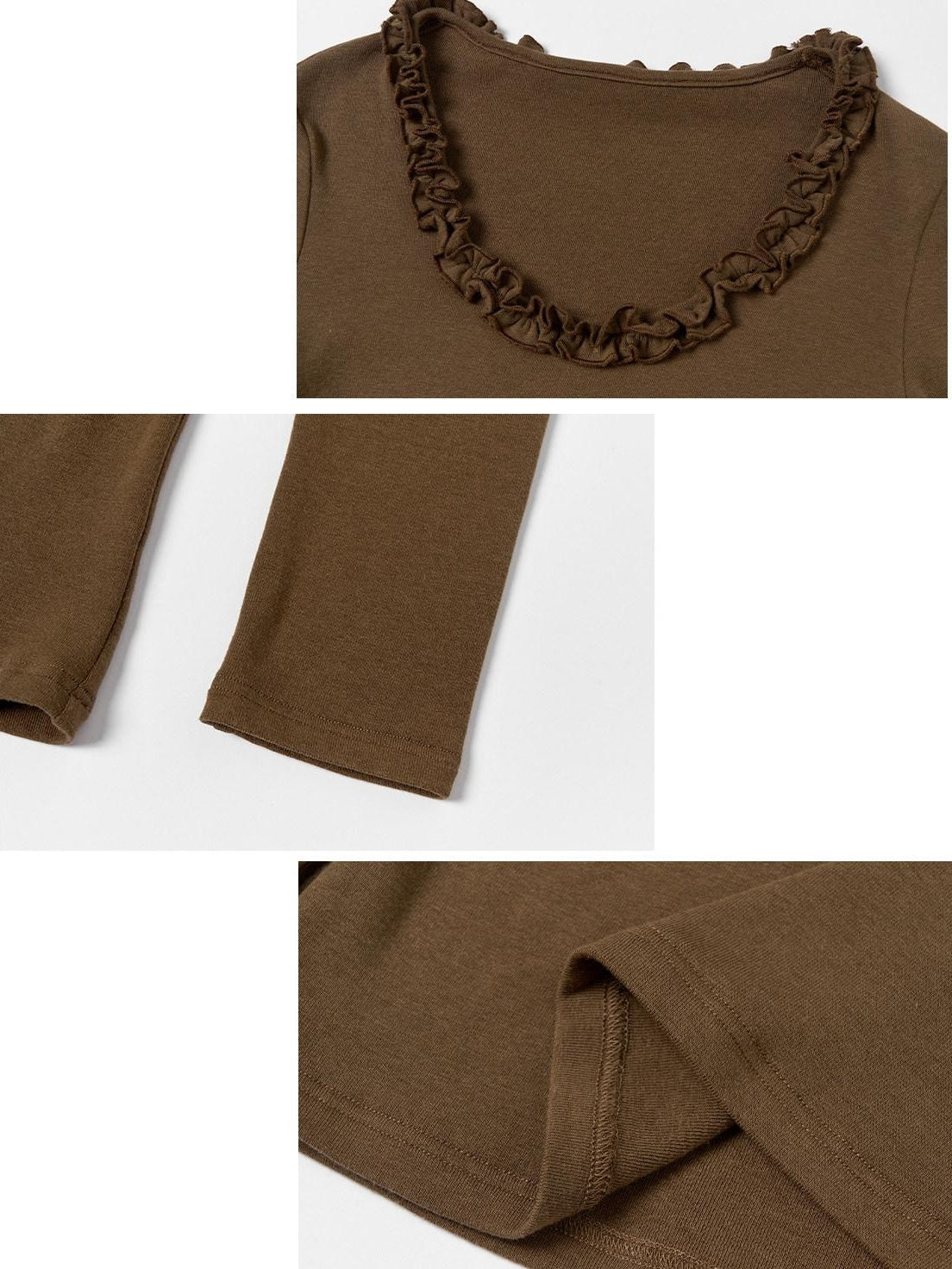 OuttheBlue Viscose Cotton Knit Slim Cropped U Neck Casual Women Travel Long Sleeve T-Shirts