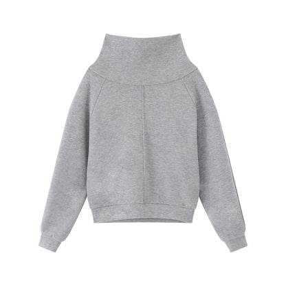 RUN_TO_THE_FUTURE_Asymmetric_Slanted_Neck_Loose_Fit_Retro_Office_Pullover_Heather_Gray_Sweatshirts_MISSTT