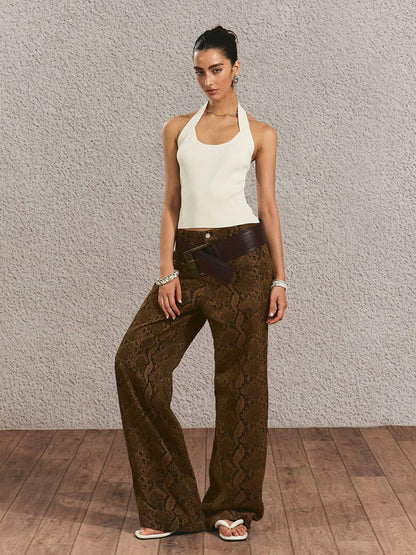 The NeverMore Durable Distressed Relaxed Fit Natural Waist Women Light Brown Wide Leg Jeans
