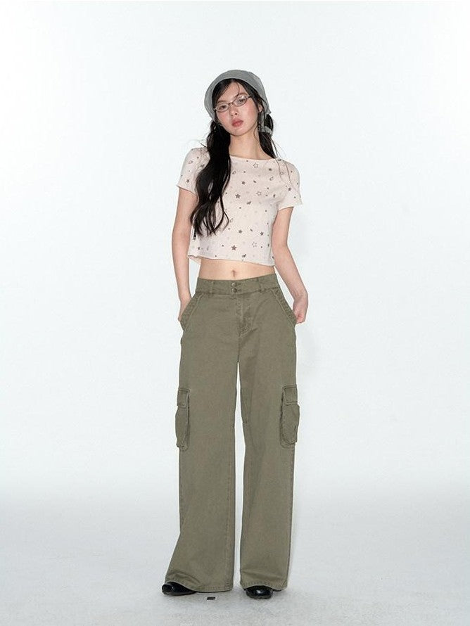 NAPSNAPS Star Print Asymmetric Slanted Shoulder Women&