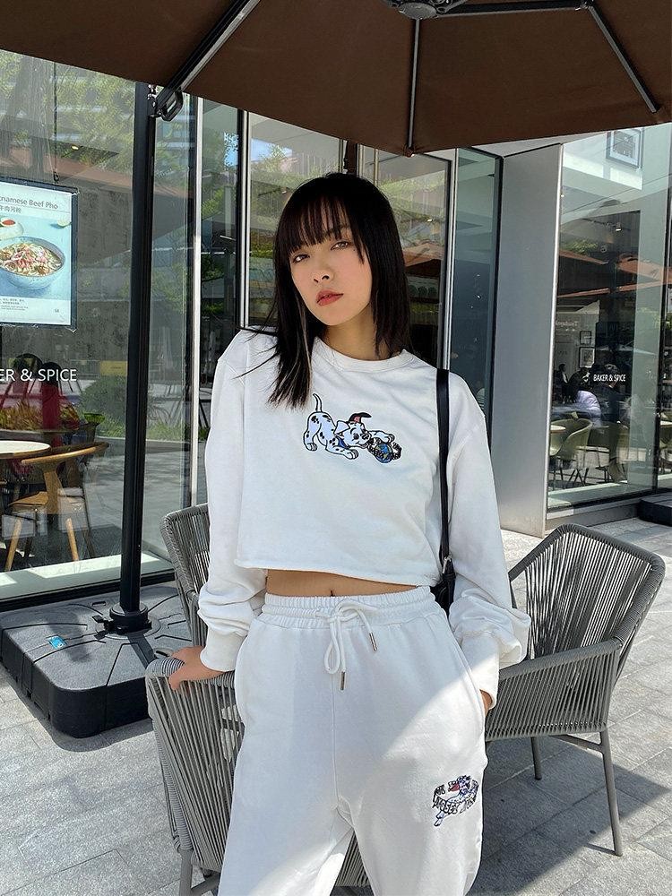 JYOSEI Cartoon Print Ruched Sleeve Original Character Street Style Women&