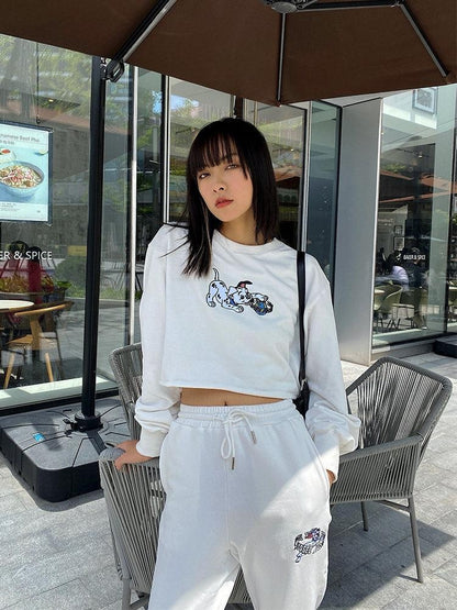 JYOSEI Cartoon Print Ruched Sleeve Original Character Street Style Women&